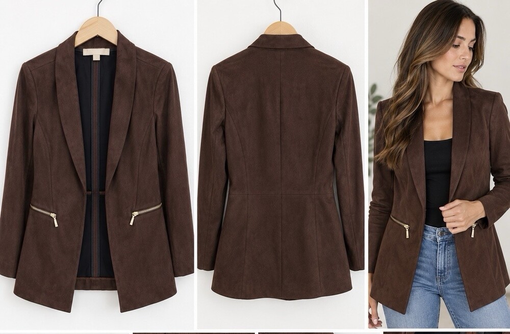 Womens Brown Blazer Size Medium- Heart And Harlow
